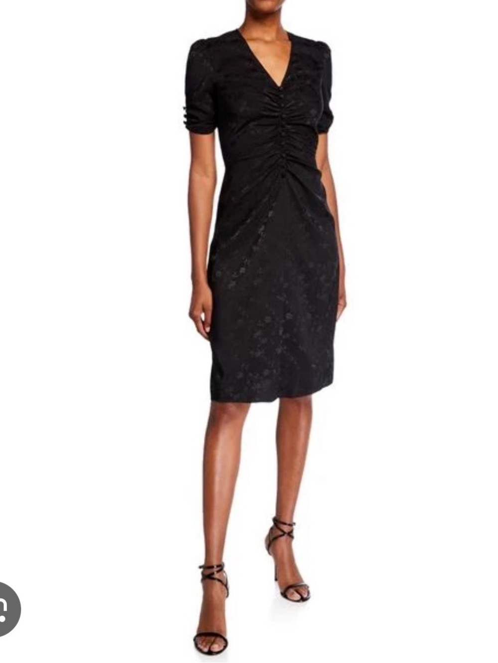 Jill Stuart Ruched V-Neck Midi Dress